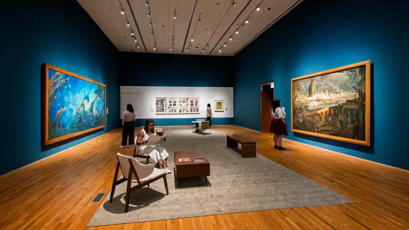 An installation view of the exhibition Diplomacy and Desire: Basoeki Abdullah in Singapore