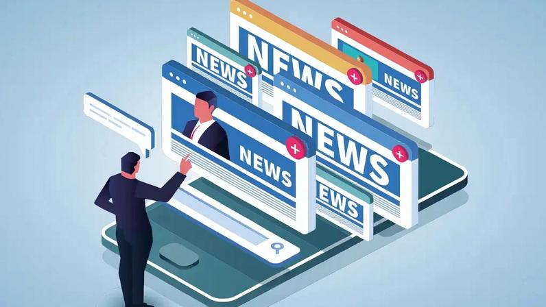 Ilustração de notícias online, atualizações de notícias, sites de notícias, informações sobre jornais, eventos públicos, eventos, anúncios na tela do smartphone.