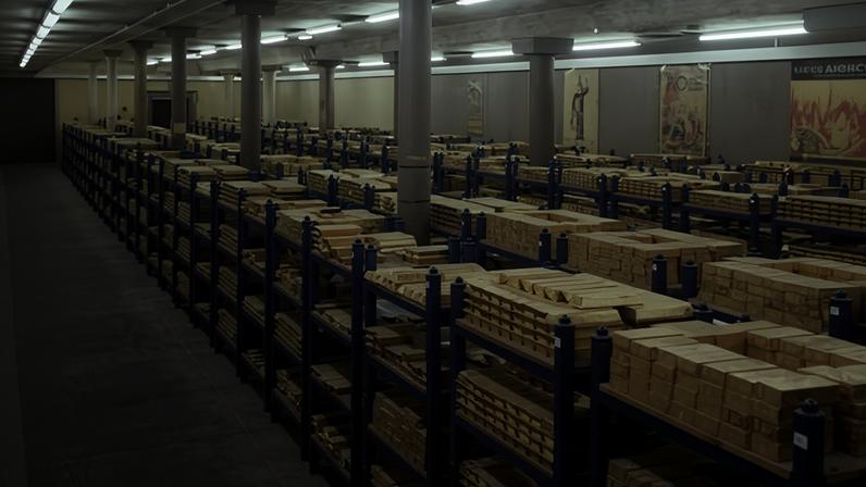 Gold bullion in the vaults at the Bank of England