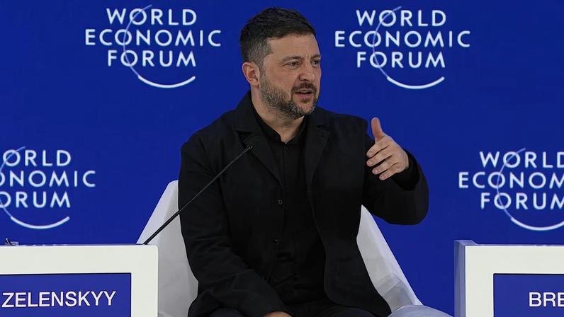 Ukrainian President Volodymyr Zelenskyy at the World Economic Forum in Davos, Switzerland, in January 2026.