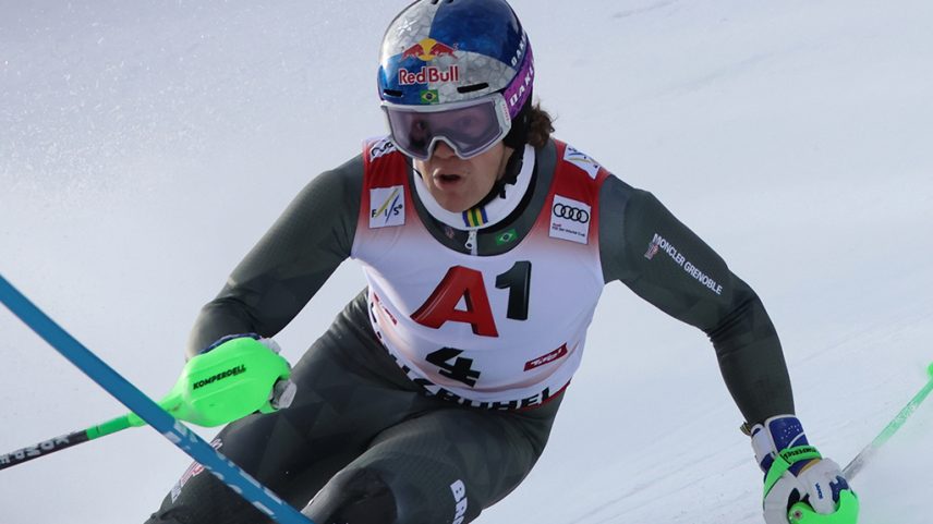 Fotografia do Lucas Pinheiro Braathen do Brasil durante a Copa do Mundo de Esqui Audi FIS - 2ª corrida de Slalom Masculino em 25 de janeiro de 2026 em Kitzbuehel, Áustria.
