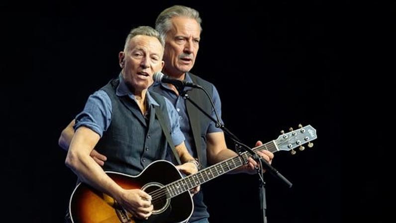Bruce Springsteen performs during a campaign event for Kamala Harris in Clarkston, Georgia, on 24 October 2024.