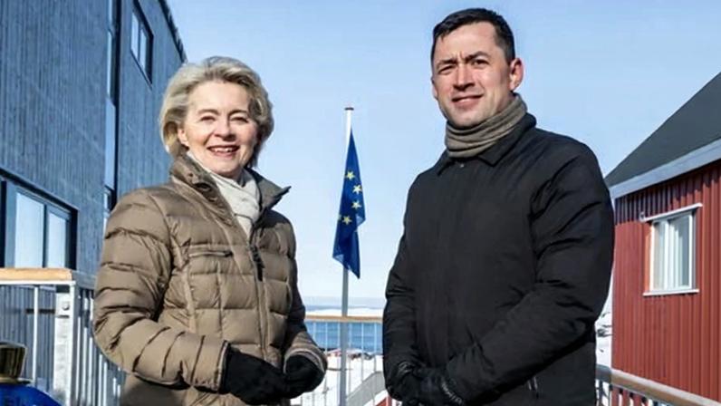 European Commission president Ursula von der Leyen with then Greenlandic prime minister Múte B Egede at the opening of the commission’s new office in Nuuk, Greenland, March 2024.