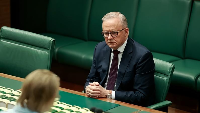 Anthony Albanese listens as Sussan Ley gives a condolence speech in parliament on Monday for the victims of the Bondi terror attack. Labor’s hate speech laws are close to being passed.