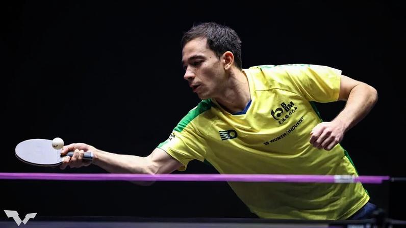 Hugo Calderano durante o WTT Champions de Montpellier 2025 (Foto: Divulgação / WTT)