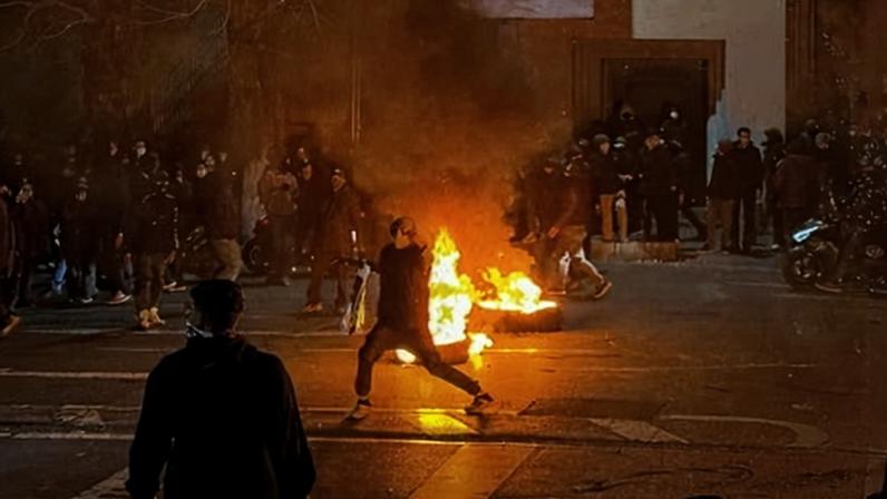 Protesters in Tehran on 9 January.