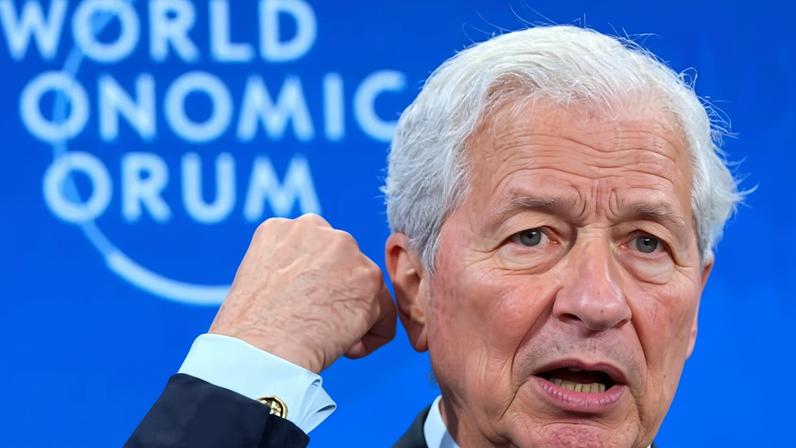 Jamie Dimon, CEO of JPMorgan Chase, speaks at the World Economic Forum in Davos, Switzerland.