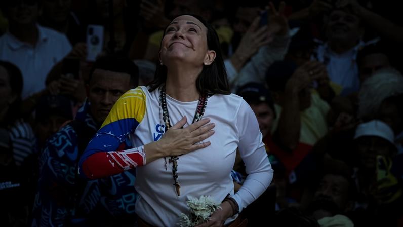 María Corina Machado at a rally in Caracas in January 2025.