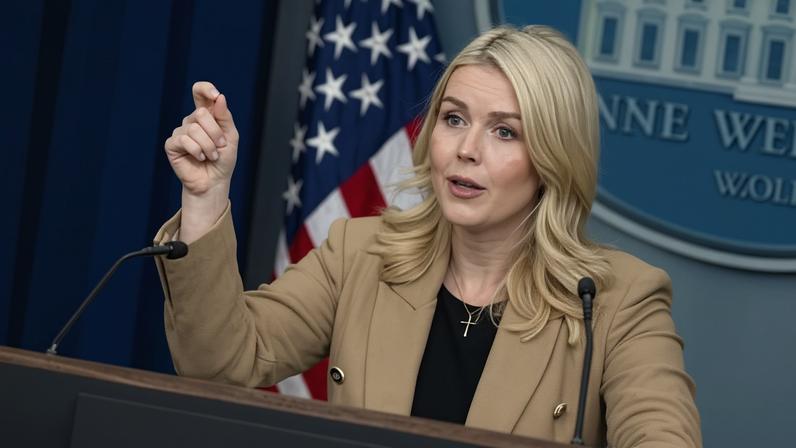 White House press secretary Karoline Leavitt speaks at the White House Press Briefing room in Washington on Thursday.