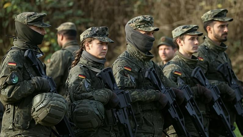 German army displays new military training, in AhlenRecruits attend live-fire training at the Reconnaissance Battalion during a media day, as the German army showcases its new six-month basic training program designed to prepare soldiers for homeland defense and NATO operations, in Ahlen, Germany, November 13, 2025. REUTERS/Leon Kuegeler