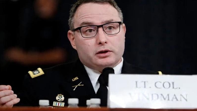 Alexander Vindman testifies before House intelligence committee in Washington DC on 19 November 2019, during Trump’s impeachment hearing.