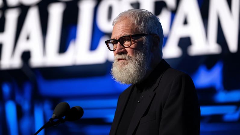 David Letterman speaks at the Rock & Roll Hall Of Fame induction ceremony in Los Angeles, California, on 8 November.