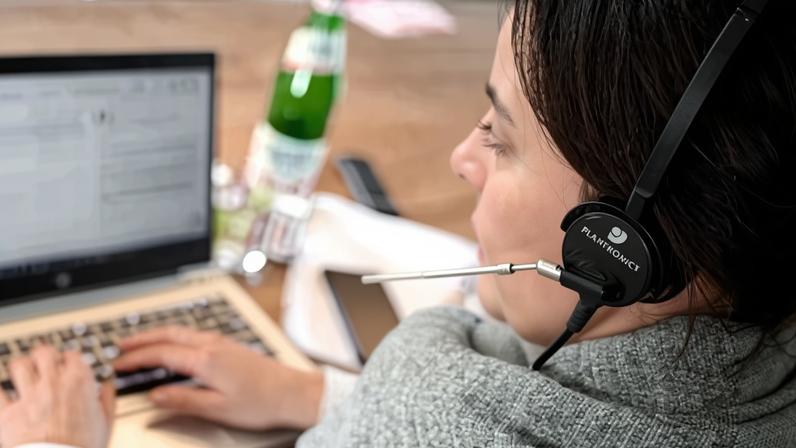 A woman working on her laptop in Mönchengladbach. In Germany, 76% of part -time workers are women, a rate similar to the UK and France.
