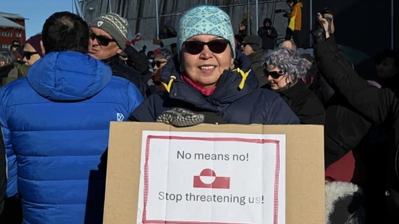 A protest in Greenland in 2025 against Donald Trump’s threats to seize the territory. Photograph: Anadolu/Getty Images