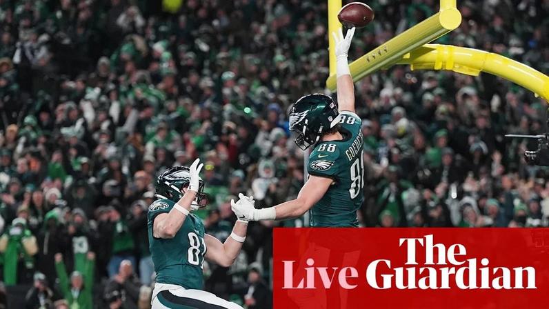 Philadelphia Eagles tight end Dallas Goedert (right) celebrates his touchdown with Eagles tight end Grant Calcaterra.