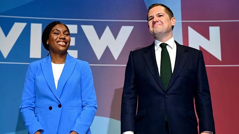 Kemi Badenoch and Robert Jenrick attend the Conservative party conference in October 2024.