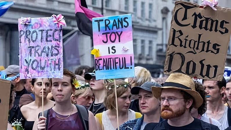 A Trans+ Pride march in London. Experts said some firms are reassessing funding choices as transgender causes are viewed in some quarters as controversial.