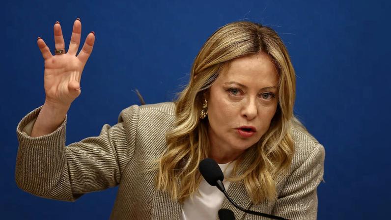 Italy's Prime Minister Giorgia Meloni attends her end-of-year press conference in Rome