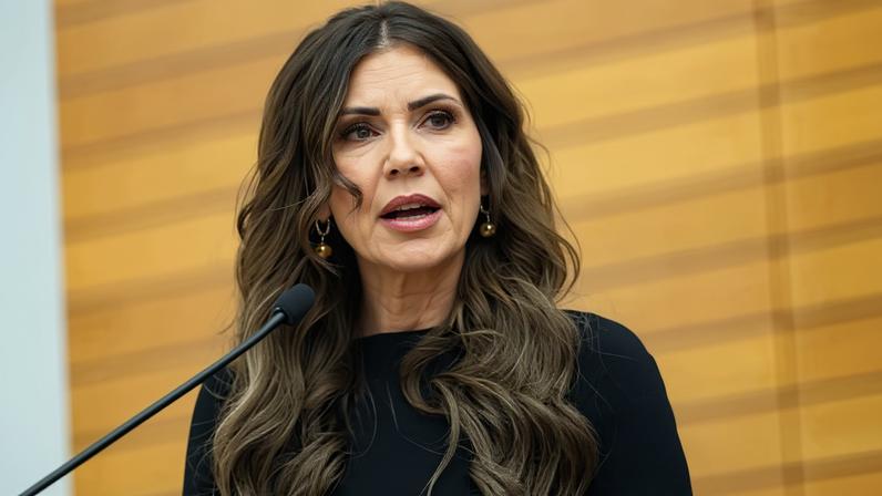 Kristi Noem speaks at DHS headquarters in Washington DC on 15 January 2026.