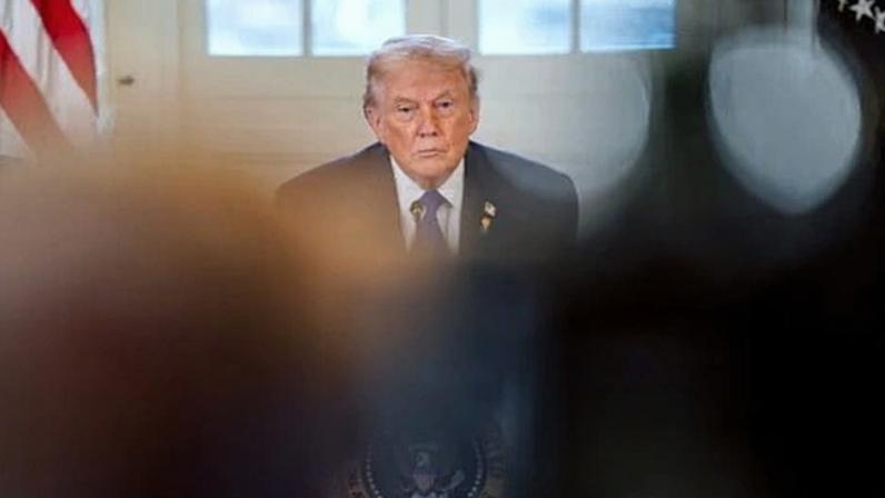 Donald Trump during a meeting with oil executives in the East Room of the White House.