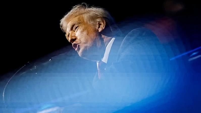 Donald Trump delivers remarks during the America Business Forum in Miami, Florida, in November 2025.