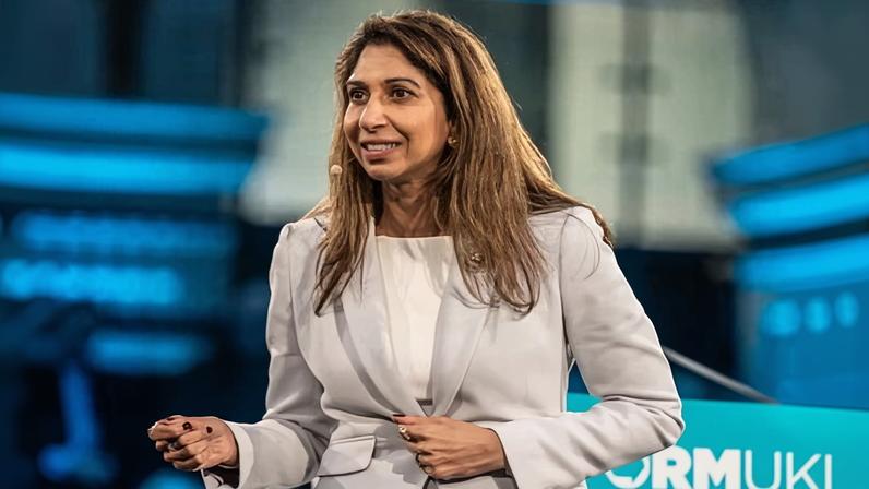 Suella Braverman at the Reform event where she announced her defection this week.