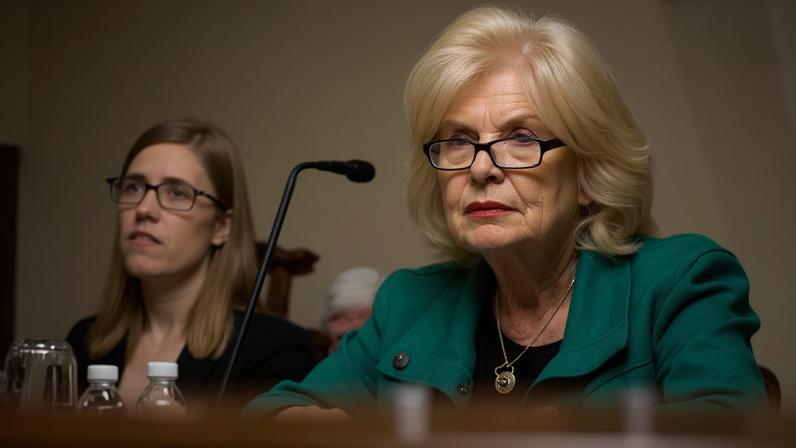 Patricia Harrison, right, president and CEO of the Corporation for Public Broadcasting, testifies before a House subcommittee in Washington DC on 28 March 2017.
