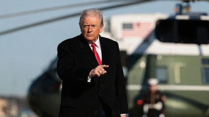 Donald Trump at Andrews airbase near Washington. The US president is promising action against the regime in Tehran.