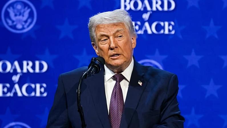 Donald Trump delivers his speech in Davos, 22 January 2026.