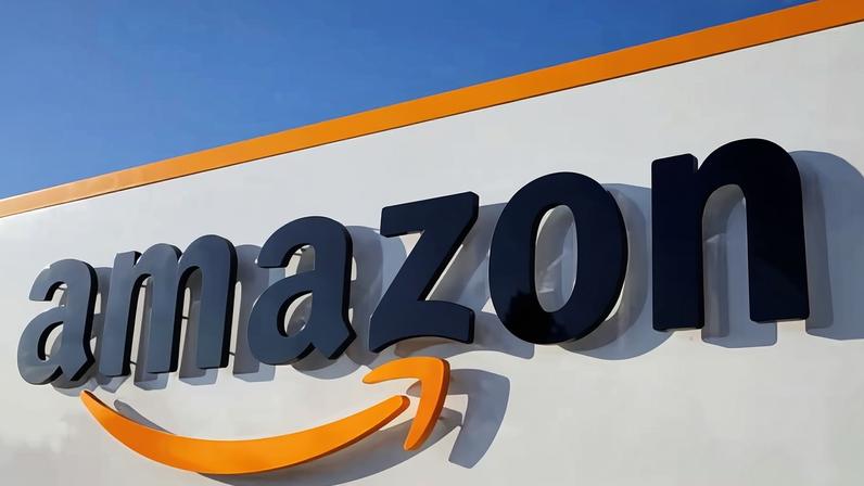 The logo of Amazon is seen at the company logistics centre in Boves, France