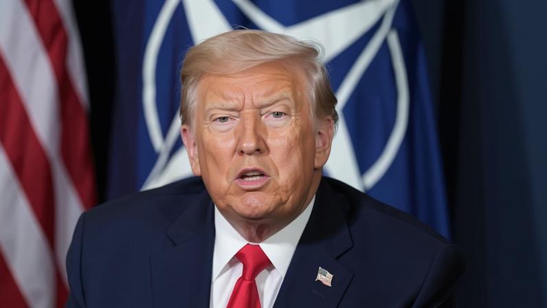 Donald Trump speaks during a meeting with the Nato secretary general, Mark Rutte, on the sidelines of Davos.