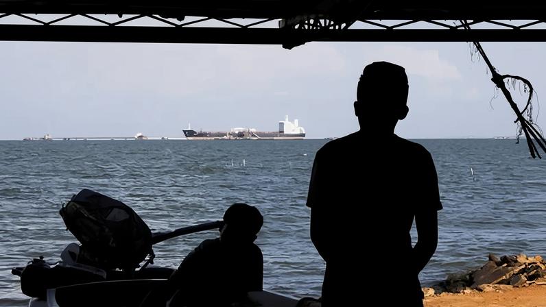 A crude oil tanker in Maracaibo, Venezuela, on 8 January 2026.