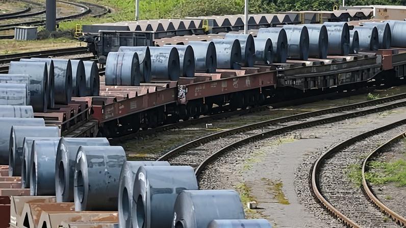 Steel is transported at a steelworks in Duisburg, Germany. Imports into the UK are covered by quotas known as safeguards, which are due to expire in June.