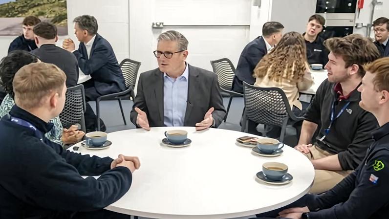 The prime minister, Keir Starmer, meets young people who have secured apprenticeships at the SSE national training centre in Perth, Scotland, this month.
