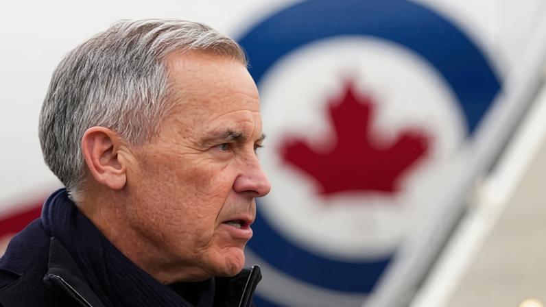 Prime minister Mark Carney arrives in at the World Economic Forum in Davos.