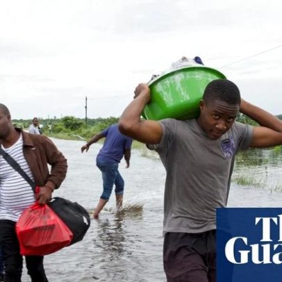 Crocodilos aparecem diante de inundações que devastam o sul da África