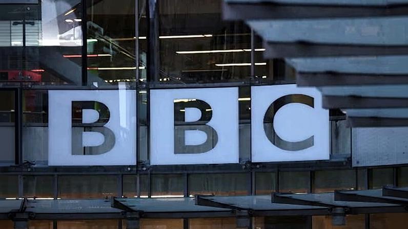 The BBC logo outside Broadcasting House