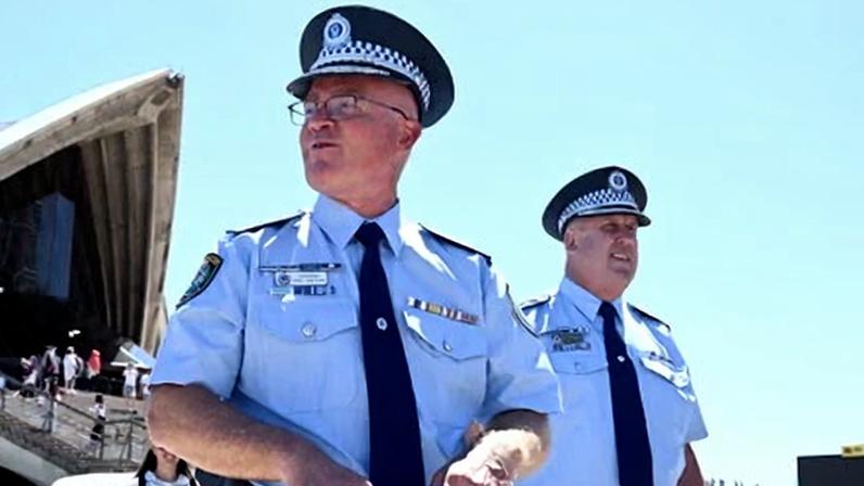 NSW police commissioner Mal Lanyon and chief superintendent Michael Sheehy. Lanyon has announced he is extending Sydney protest restrictions for another 14 days.