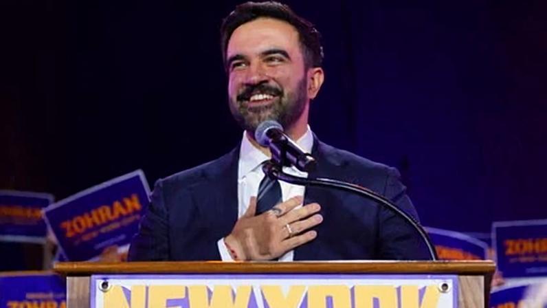 Zohran Mamdani at a campaign rally in the Queens borough of New York City on 26 October 2025.