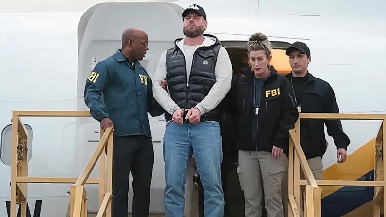 Ryan Wedding, a Canadian Olympic snowboarder accused of becoming a cocaine smuggling kingpin linked to multiple murders, arrived handcuffed at Ontario international airport in California on Friday.