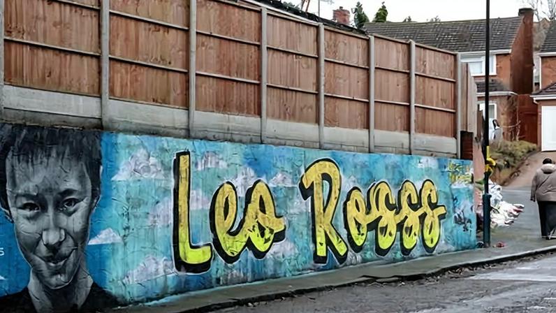 A mural in Hall Green, Birmingham, near to where 12-year-old Leo Ross was stabbed to death as he walked home from school.