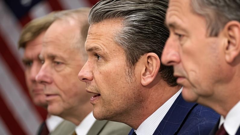 Pete Hegseth speaks during a meeting with Japanese defense minister Shinjiro Koizumi at the Pentagon on 15 January in Arlington, Virginia.