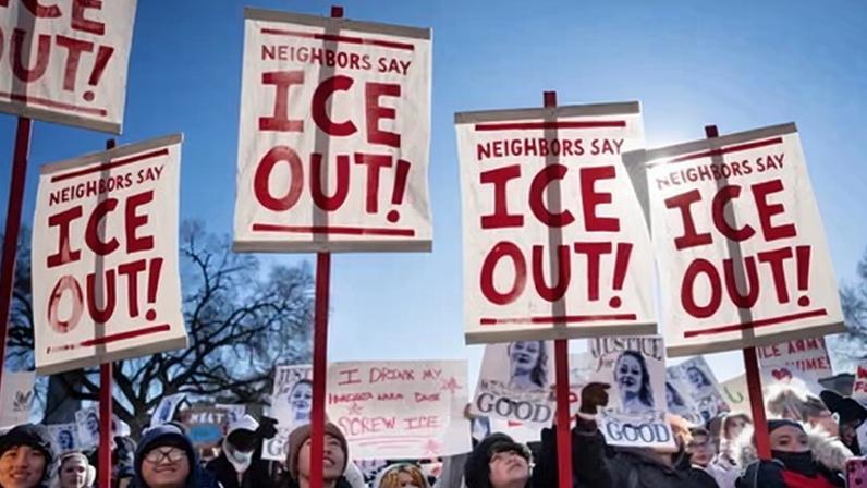 Students from St Paul public schools at an anti-ICE protest.
