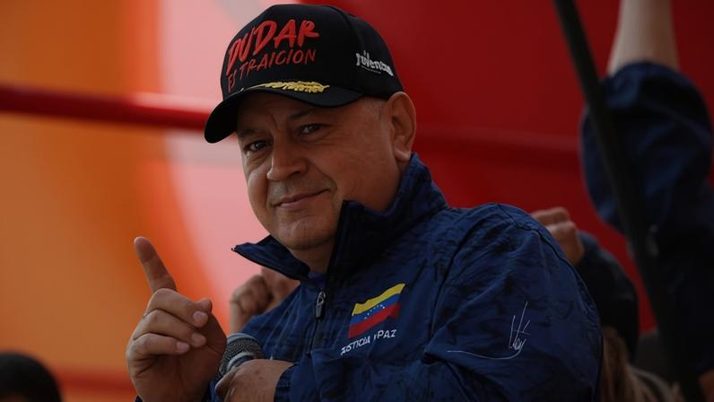 Venezuela's interior minister, Diosdado Cabello, attending a women's march toward the office of interim president, Delcy Rodríguez, last week.