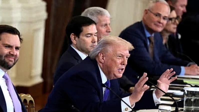 Donald Trump speaks during a meeting with oil industry executives at the White House on 9 January 2026.