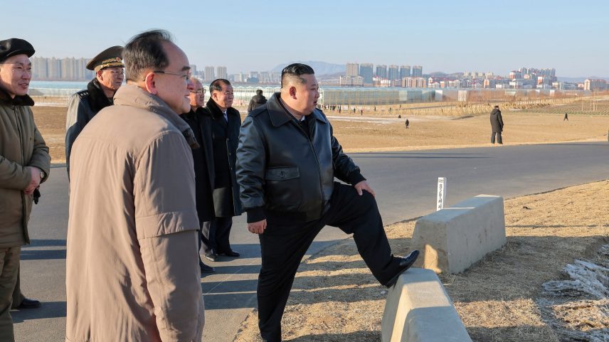 North Korean leader Kim Jong Un visits a greenhouse farm construction site along the country's border with China, in North Korea, January 2, 2026, in this picture released by North Korea's official Korean Central News Agency. KCNA via REUTERS