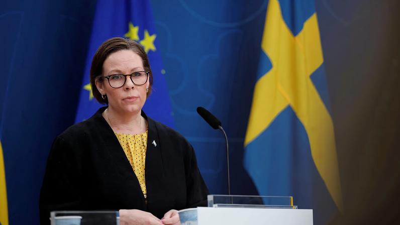 Swedish Foreign Minister Maria Malmer Stenergard holds a press conference on the occasion of the release of Swedish journalist Joakim Medin, who had been detained in Turkey, in Stockholm, Sweden May 17, 2025. TT News Agency/Caisa Rasmussen/via REUTERS ATTENTION EDITORS - THIS IMAGE WAS PROVIDED BY A THIRD PARTY. SWEDEN OUT.