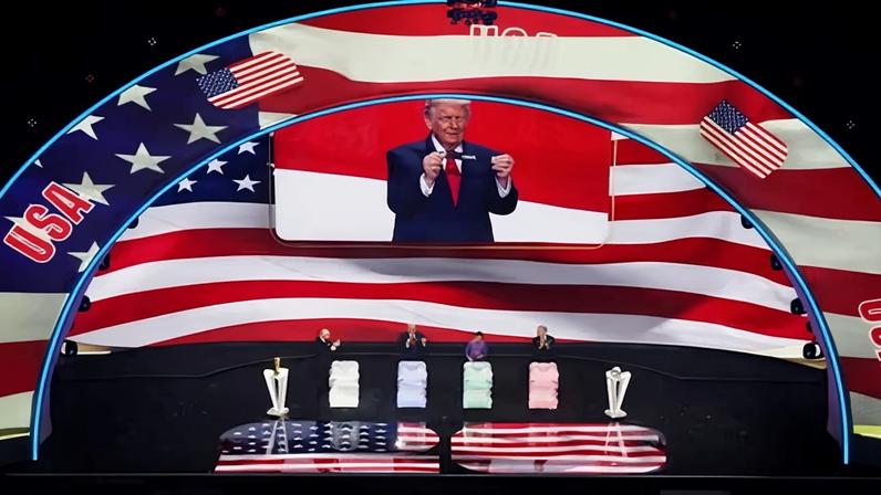 Donald Trump represented the US on stage at the World Cup draw in December.
