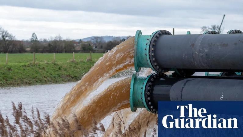 Flood water is pumped out near Moorland, in Somerset. Local campaigners have called for the Northmoor pumping station to be upgraded.