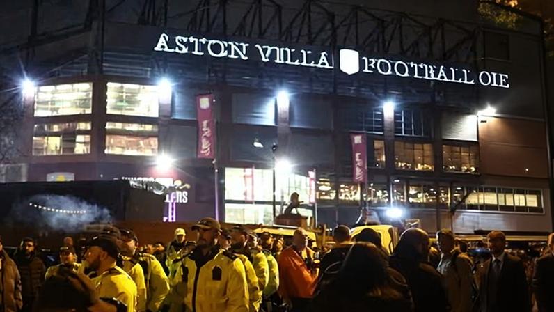 Police outside Aston Villa's stadium during the match on November 2025.